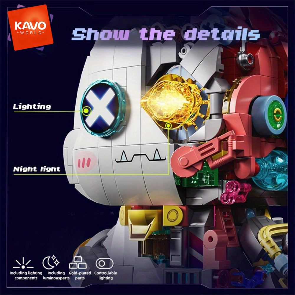 Desk Setup Small - KAVOWORLD Cyberpunk Mechanical Rabbit Building Blocks