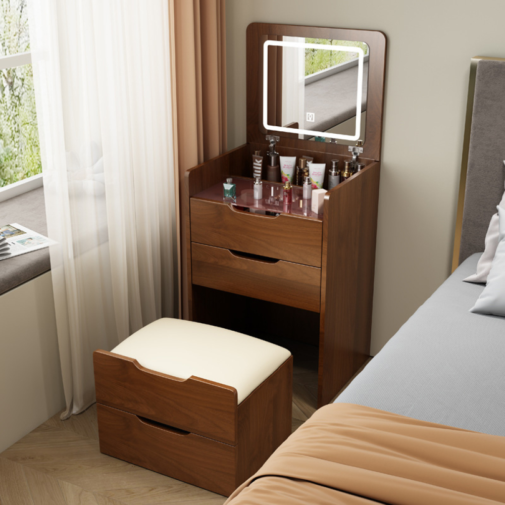 Desk Setup Small - (60cm)(Walnut) 3 in 1 Vanity Desk