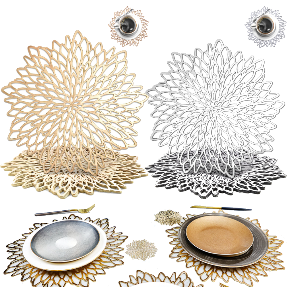 Desk Setup Design - Set of 4 Metallic Placemats Set