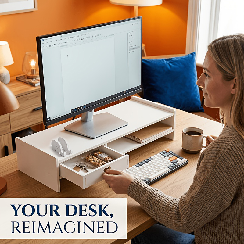 Minimalist White PVC Monitor S - مراجعة Desk Setup Riser وسعره