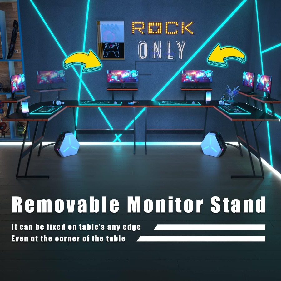 L Shaped Gaming Desk with Larg - مراجعة Desk Setup Corner وسعره