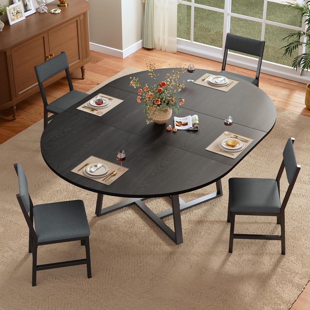 60 Round to Oval Expandable Di - مراجعة Desk Setup Black وسعره