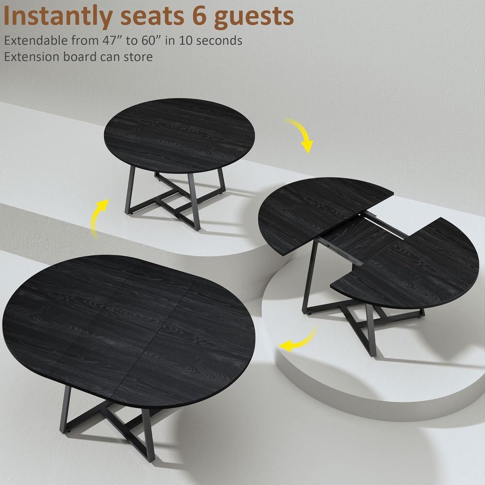 60 Round to Oval Expandable Di - مراجعة Desk Setup Black وسعره