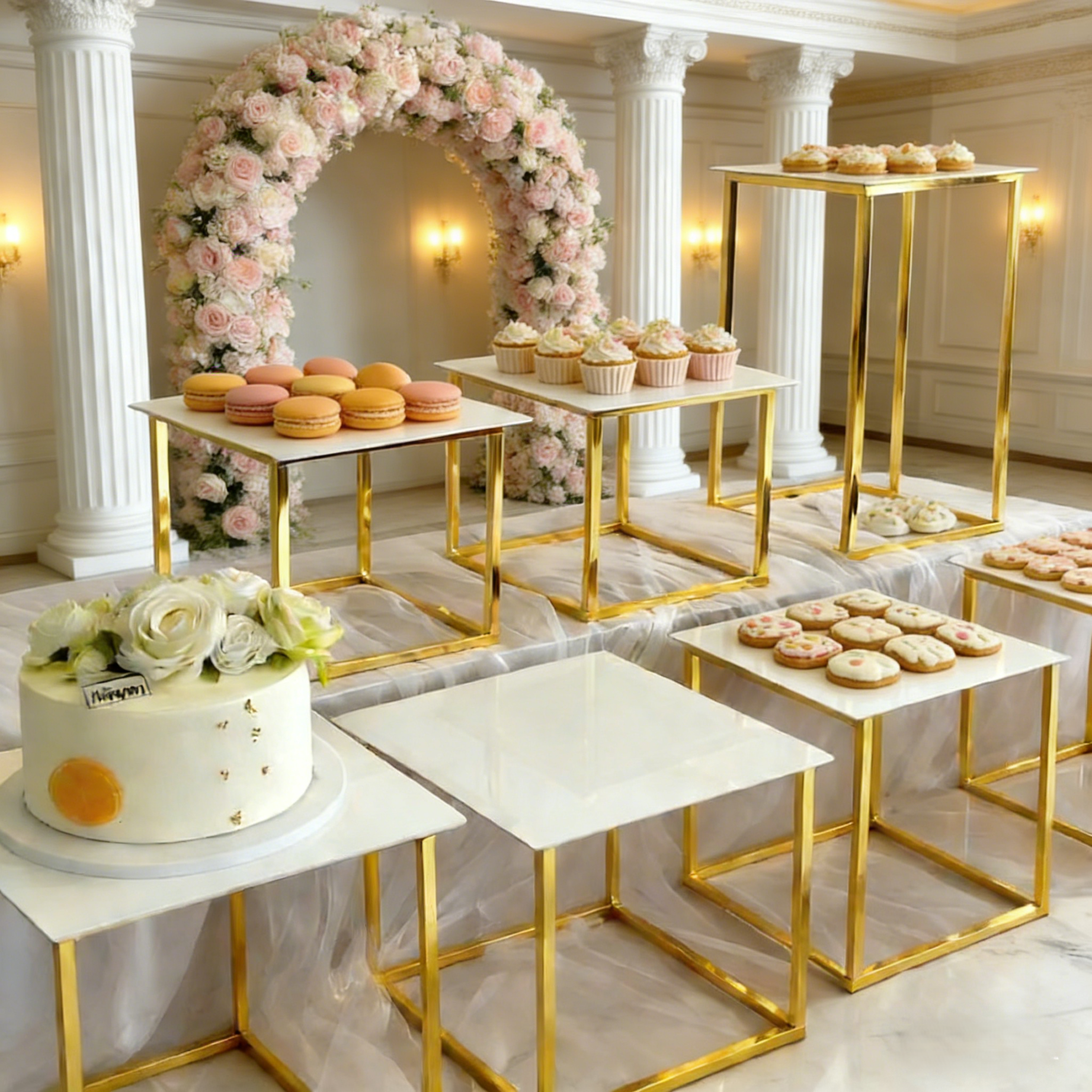 12-20 PCS Luxury Gold Frame Wh - مراجعة Desk Setup Riser وسعره