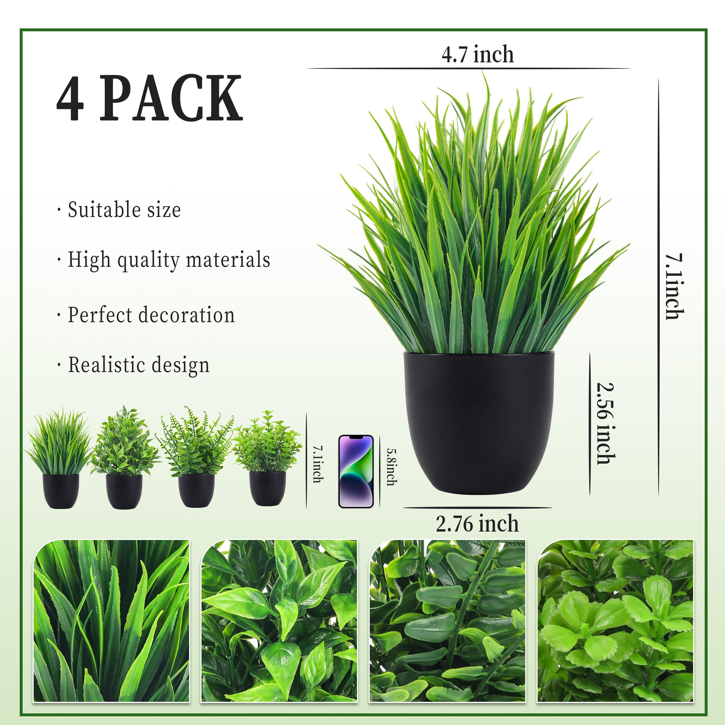4 Packs Fake Plants Artificial - مراجعة Desk Setup At Home وسعره