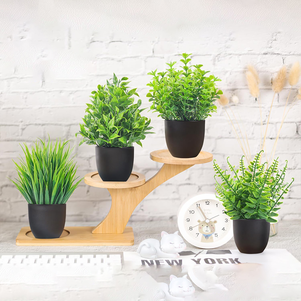 4 Packs Fake Plants Artificial - مراجعة Desk Setup At Home وسعره