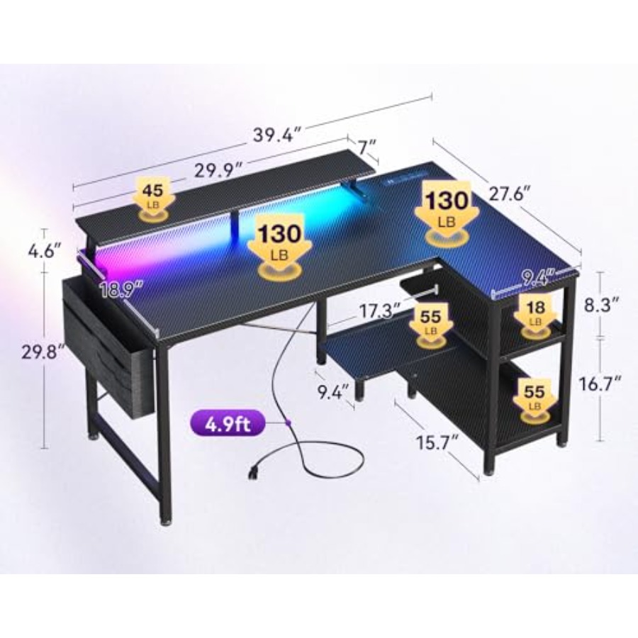 40 Inch Reversible L Shaped Ga - مراجعة Desk Setup Corner وسعره