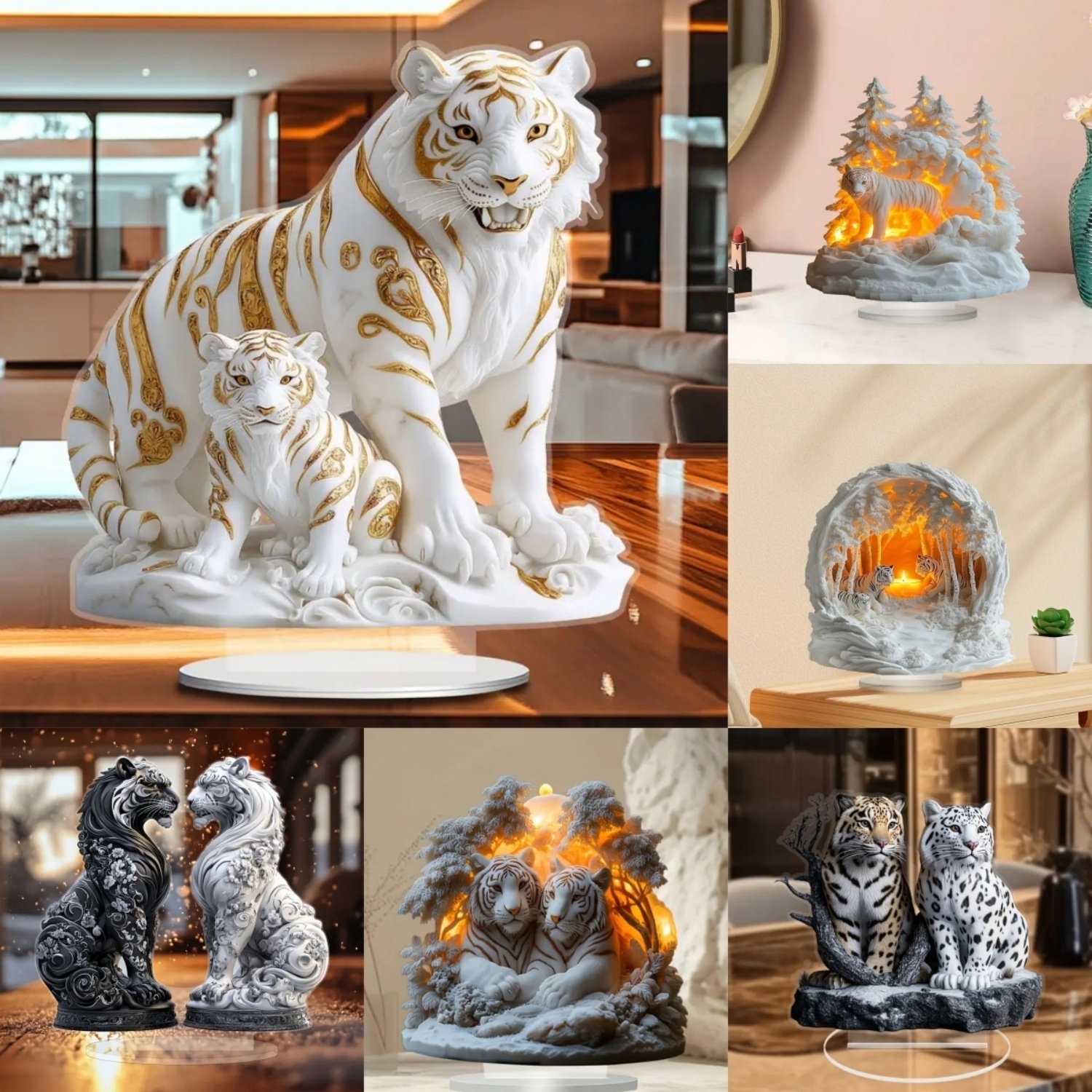 Two Tigers Statue,2D Flat Anim - مراجعة Desk Setup At Home وسعره