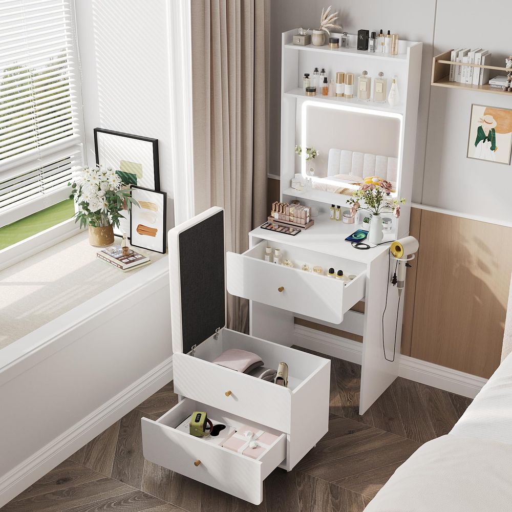 Make Up Vanity Desk with Mirro - مراجعة Desk Setup Small وسعره