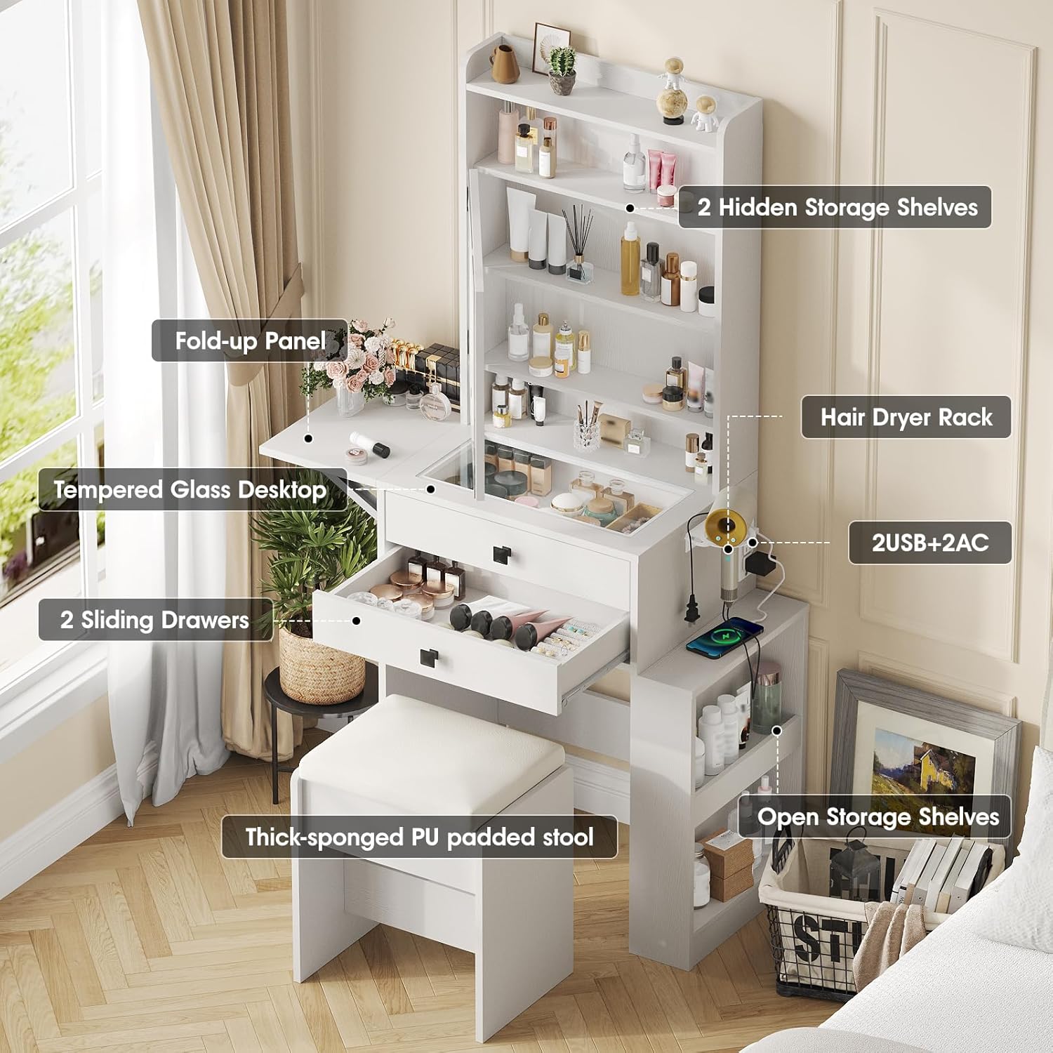 Small Makeup Vanity Desk with  - مراجعة Desk Setup Small وسعره