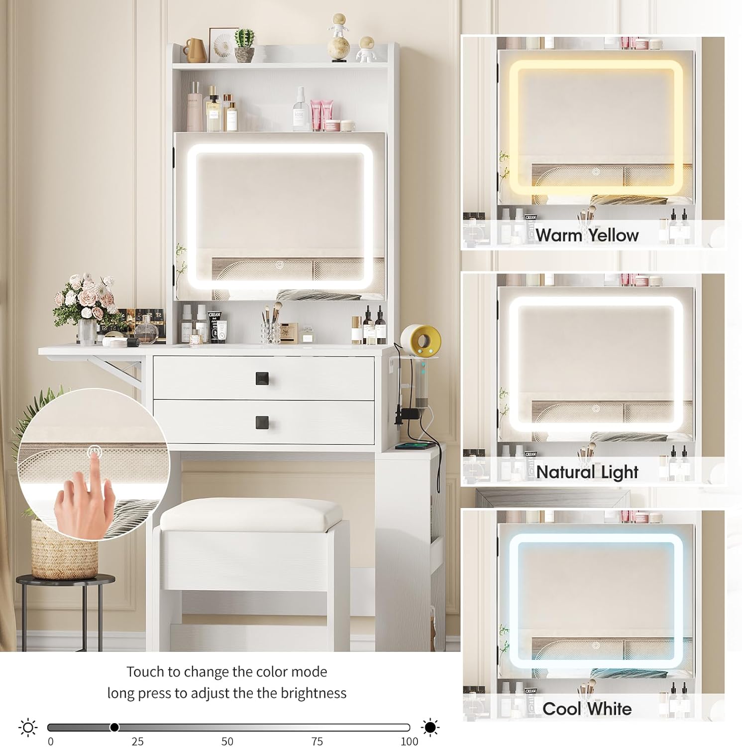 Small Makeup Vanity Desk with  - مراجعة Desk Setup Small وسعره