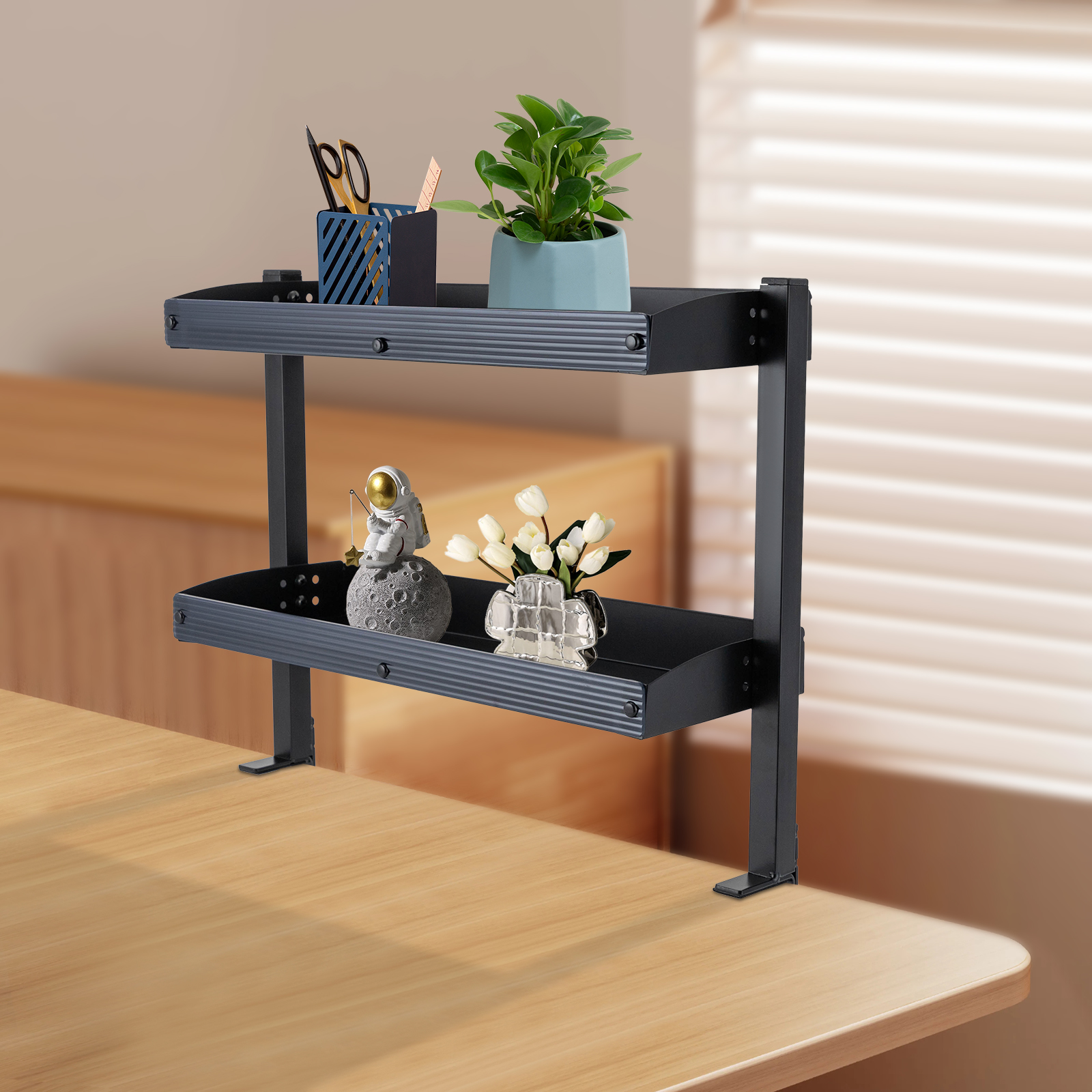 Clamp-on Desk Shelf, 2-Tier, A - مراجعة Desk Setup Black وسعره