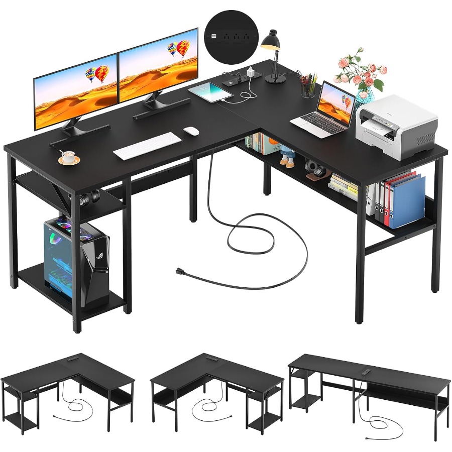 Reversible L Shaped Desk with  - مراجعة Desk Setup Corner وسعره