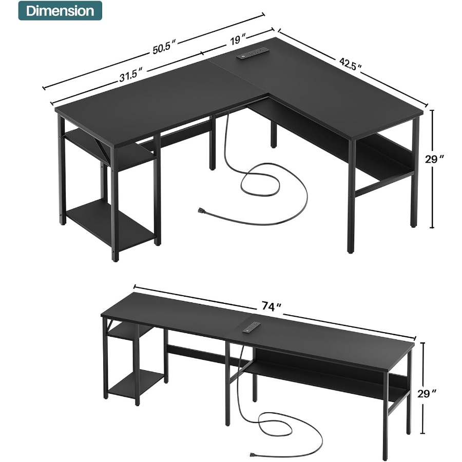 Reversible L Shaped Desk with  - مراجعة Desk Setup Corner وسعره