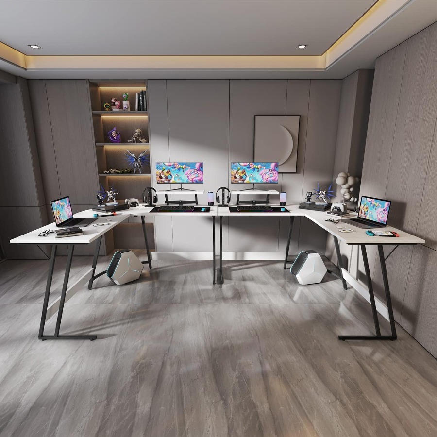 L Shaped Gaming Desk with Larg - مراجعة Desk Setup Corner وسعره