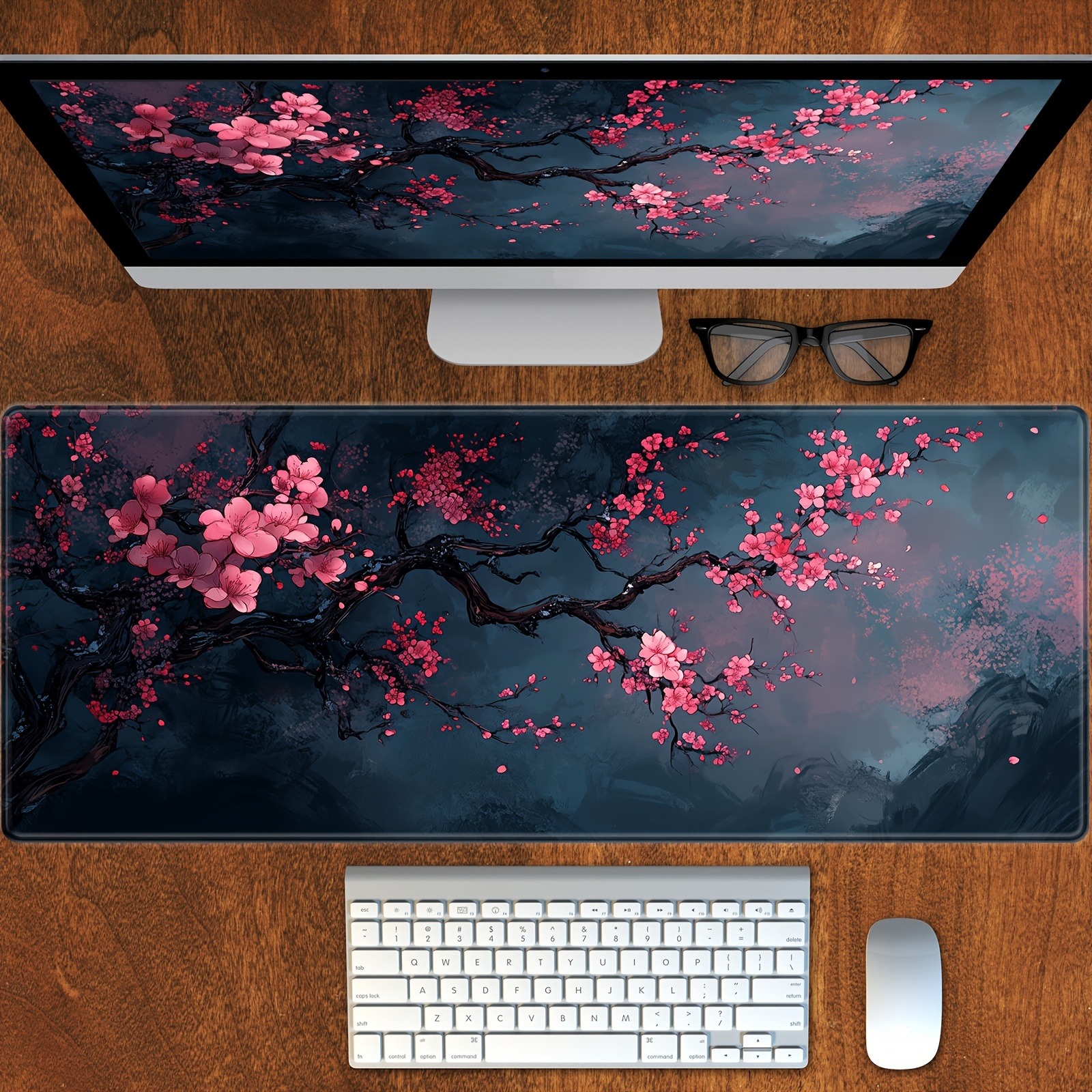 Night Cherry Blossom gaming mo - مراجعة Desk Setup Carpet وسعره