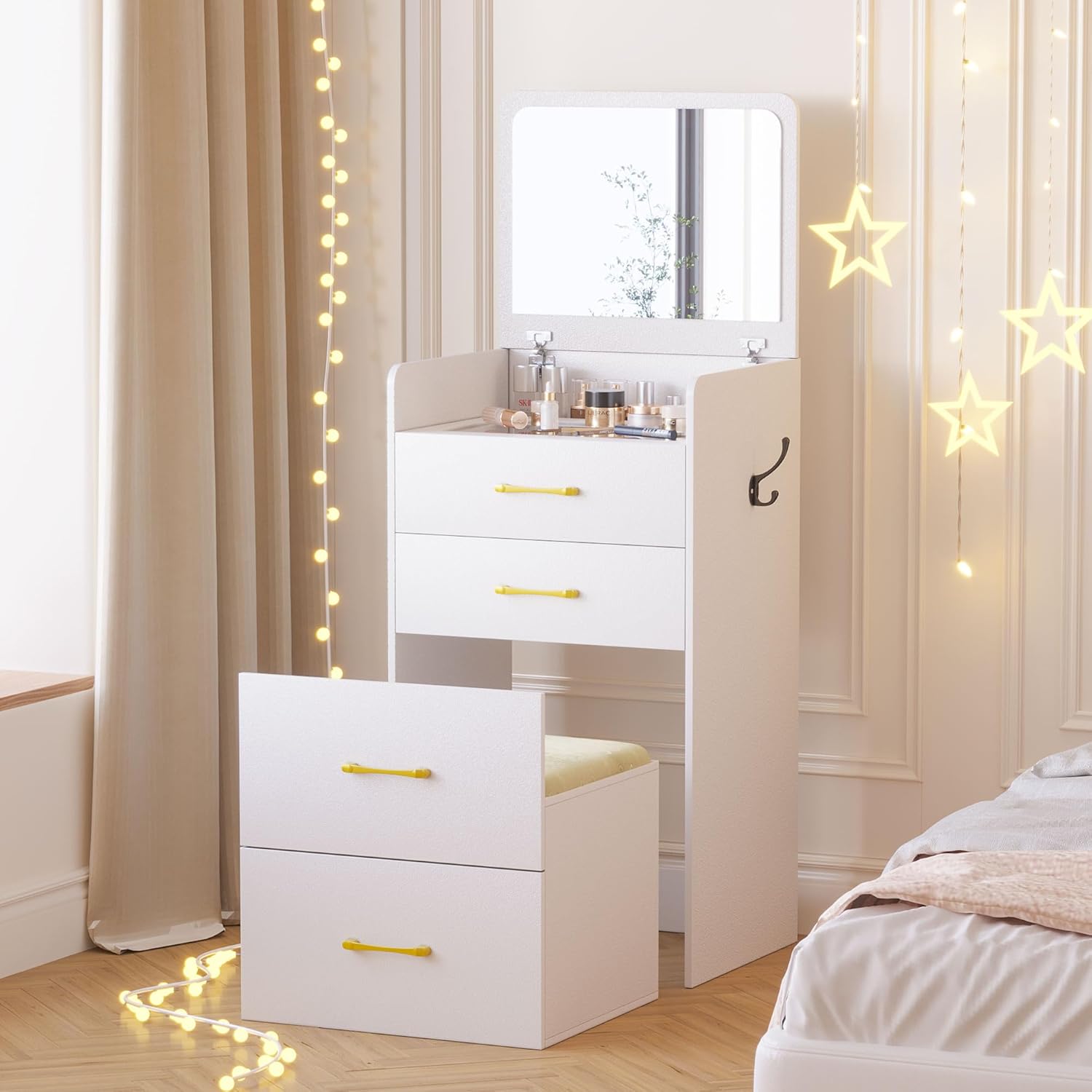 Gurexl 3 in 1 Vanity Desk with - مراجعة Desk Setup Small وسعره