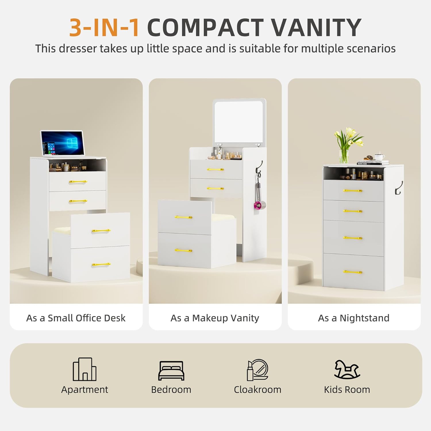 Gurexl 3 in 1 Vanity Desk with - مراجعة Desk Setup Small وسعره