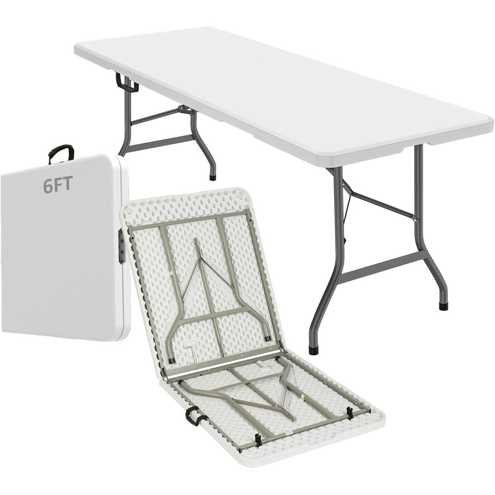 6ft Portable Folding Table, Wh - مراجعة Desk Setup Design وسعره