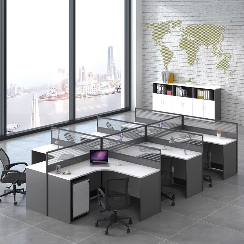 White Office Desk for 2 4 or 6 - مراجعة Desk Setup Corner وسعره