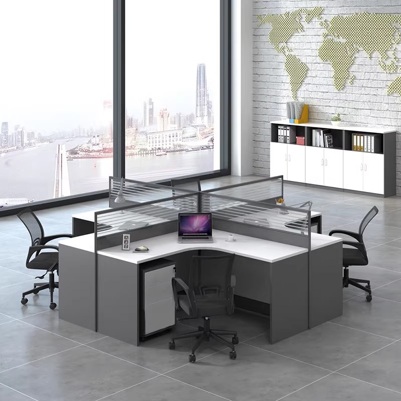 White Office Desk for 2 4 or 6 - مراجعة Desk Setup Corner وسعره