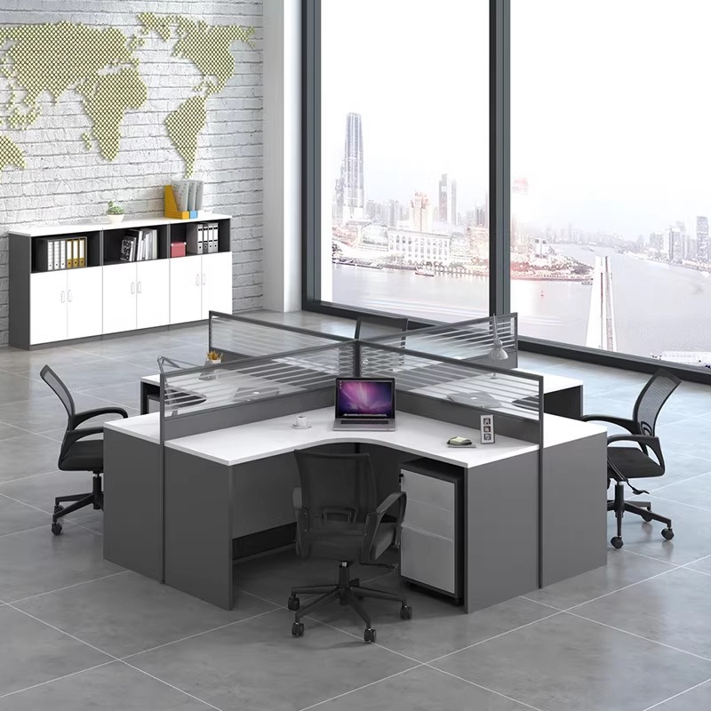 White Office Desk for 2 4 or 6 - مراجعة Desk Setup Corner وسعره