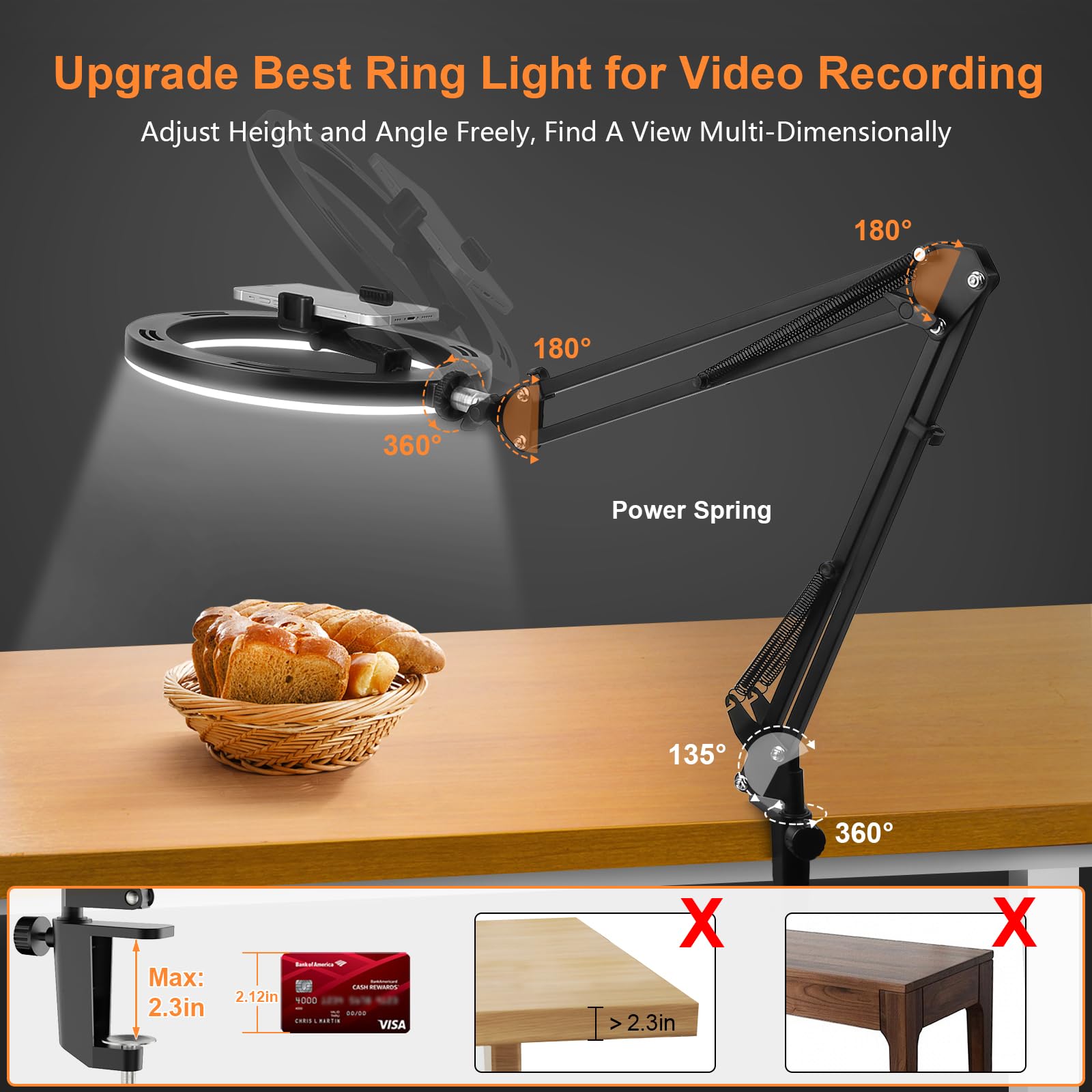 Nice Overhead Tripod With Ring - مراجعة Desk Setup At Home وسعره