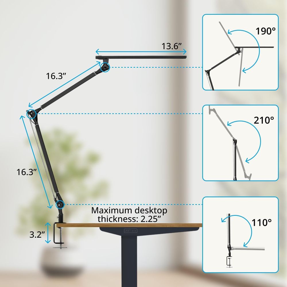 Adjustable 3-Color LED Desk La - مراجعة Desk Setup Black وسعره