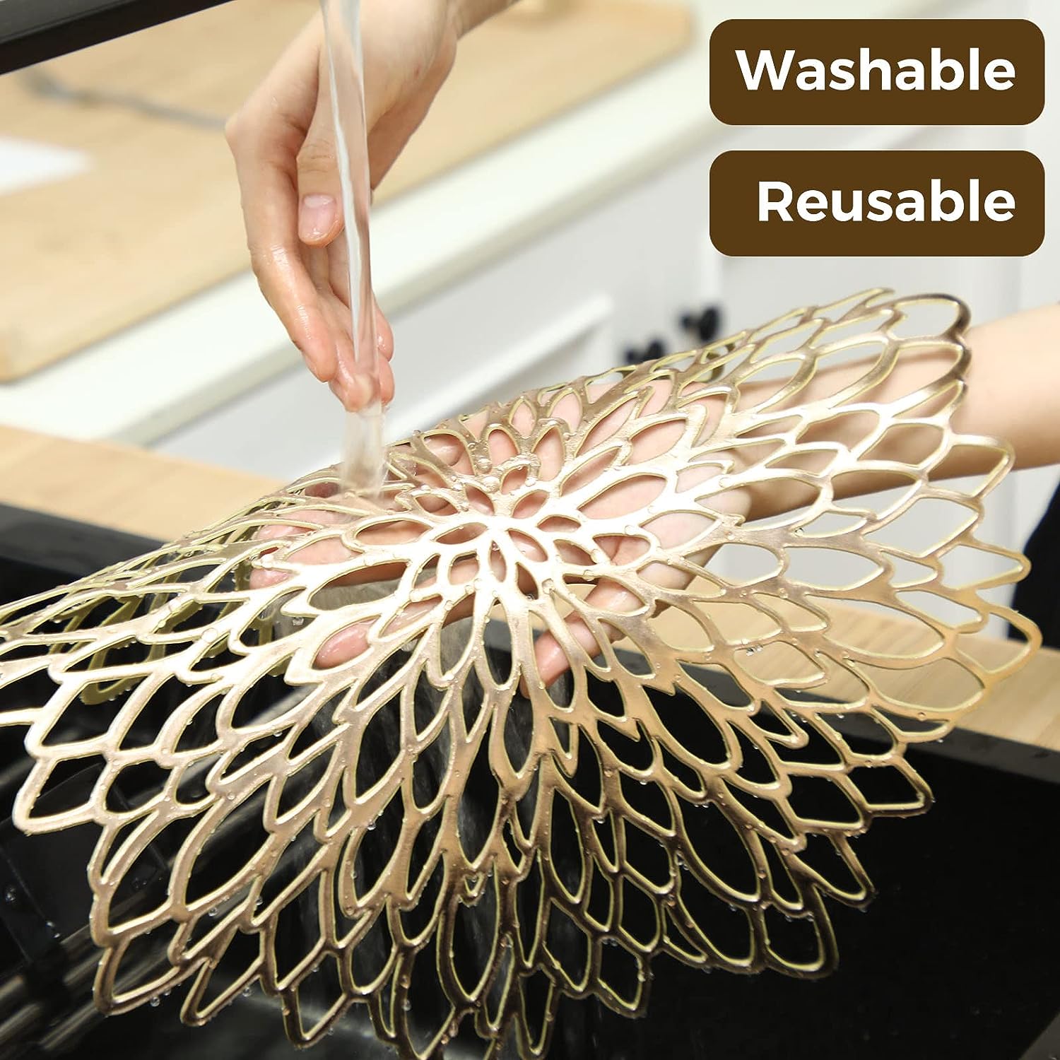 Set of 4 Metallic Placemats Se - مراجعة Desk Setup Design وسعره