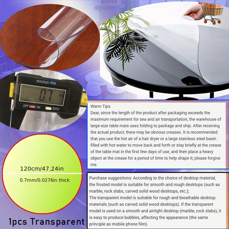1pc 100/110/120cm Clear PVC Ro - مراجعة Desk Setup Carpet وسعره